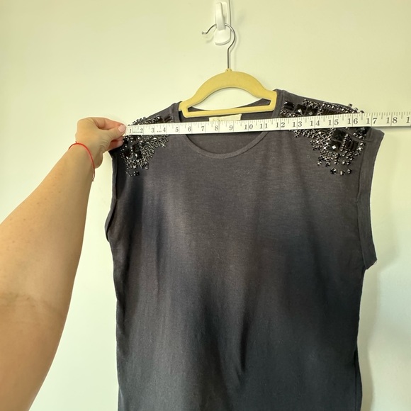 Maje Black Embellished T-Shirt – Size 2 - Picture 11 of 17